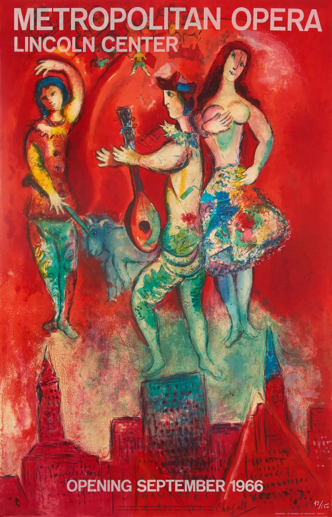 Marc Chagall Carmen Poster | Metropolitan Opera Art | Iconic Red Surreal Print