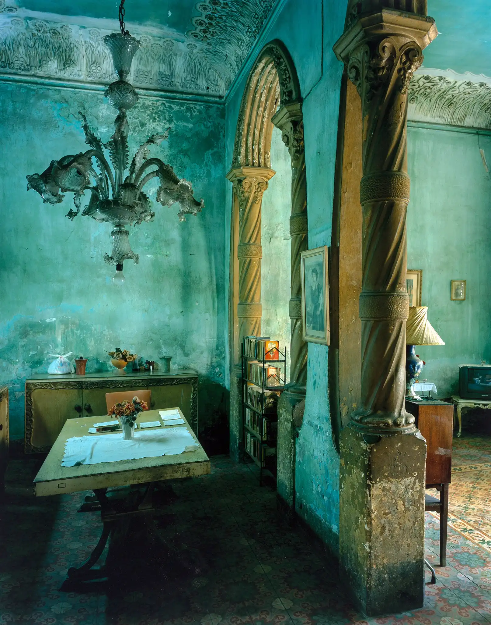 Michael Eastman print — Green Dining Room Cuba 2002, Cuba interior photo decaying color photography print