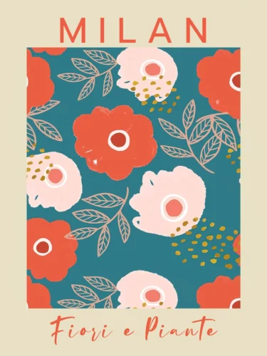Milan Abstract Botanical Floral Print, Italian City Wall Art Print