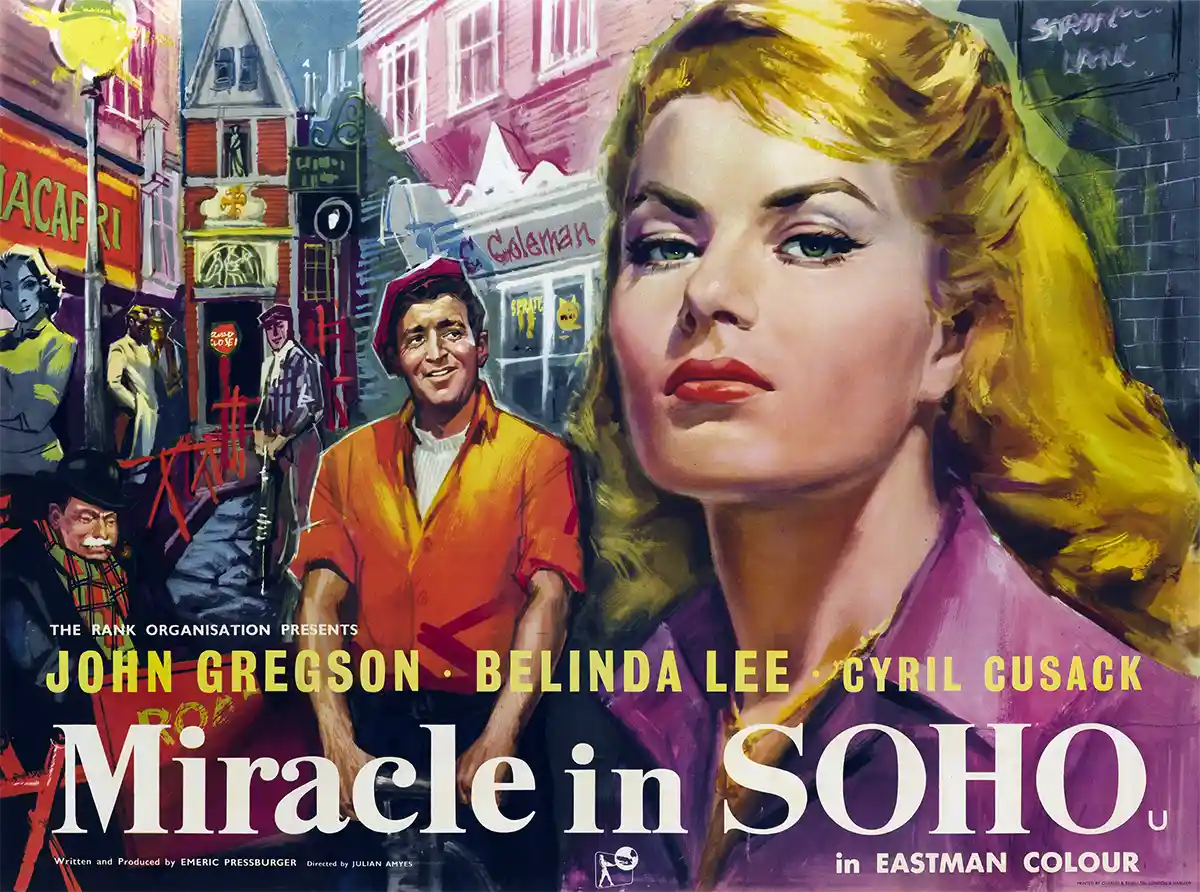 Miracle in Soho (1957) | Movie Poster | Vintage Illustration Wall Art