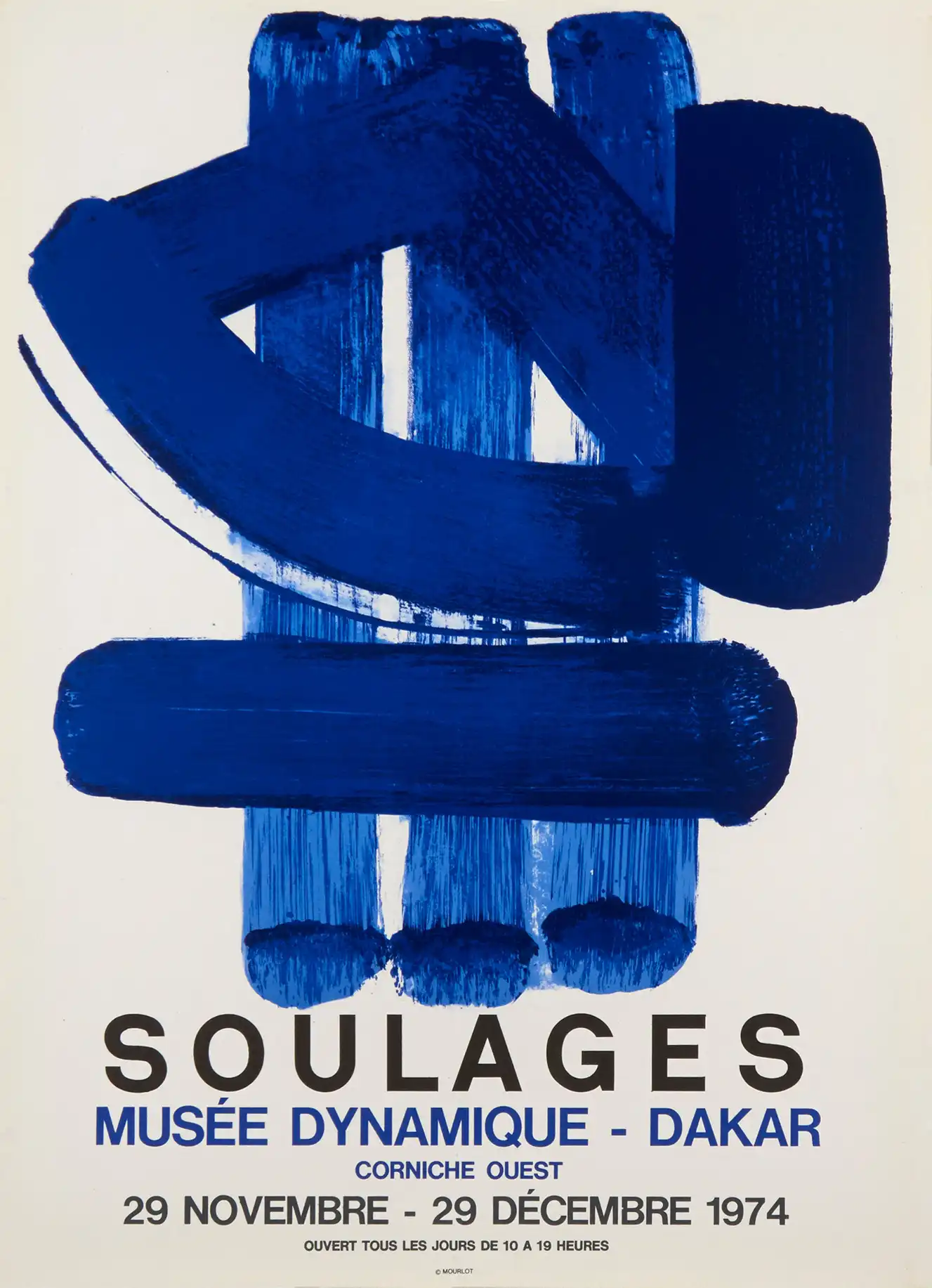 Pierre Soulages | Abstract Art Poster | Blue Brushstrokes Dakar Exhibition