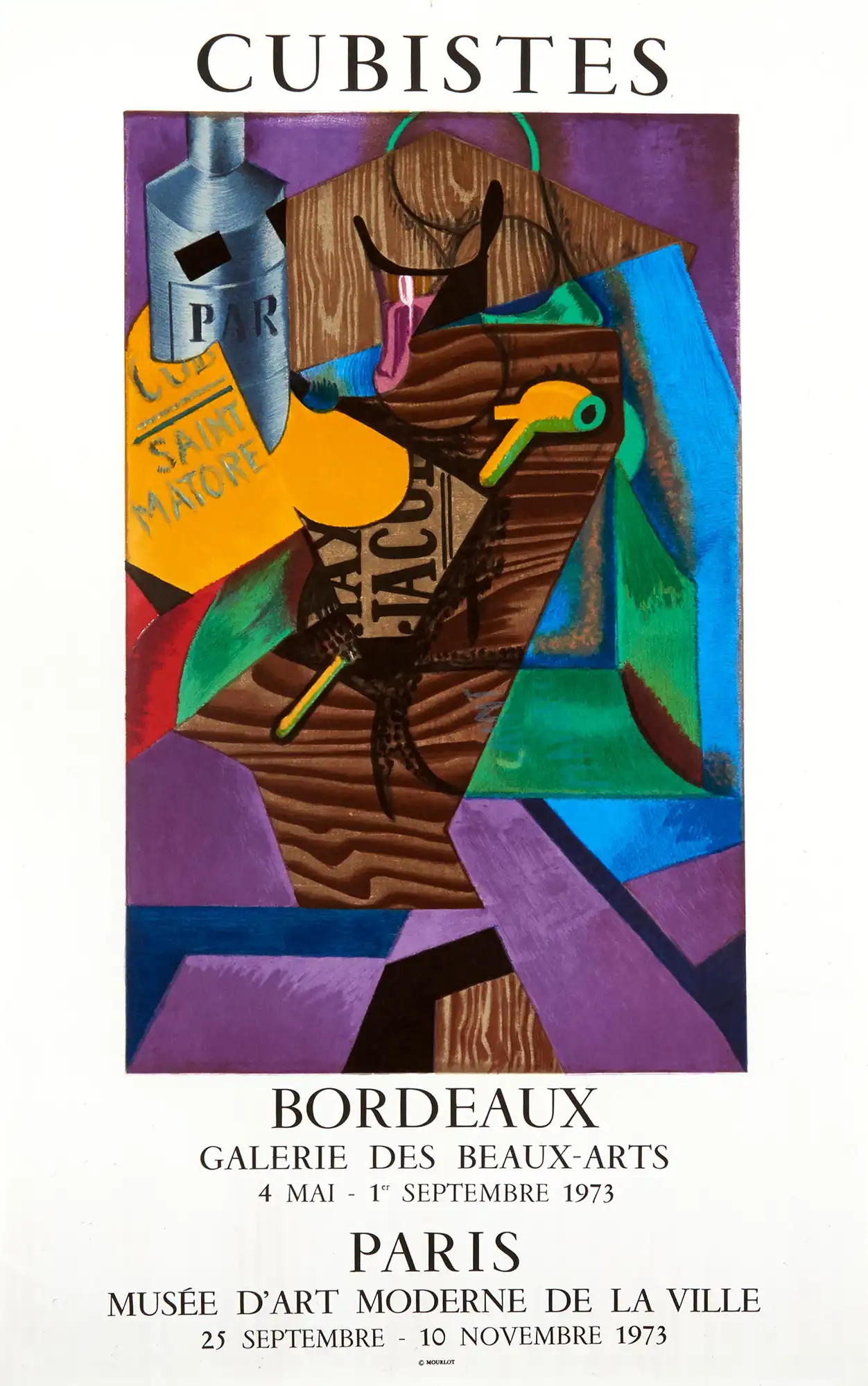 Juan Gris Nature Morte au Livre | Cubism Art Poster | 1973 Museum Exhibition Print