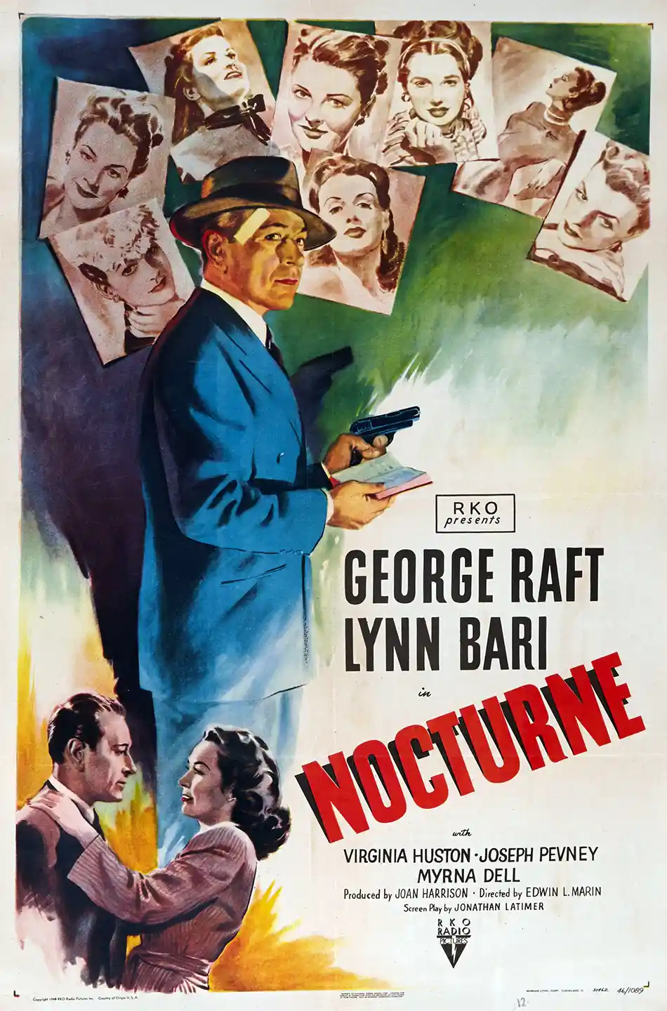 Nocturne 1946 | Film Noir Movie Poster | George Raft Vintage Wall Art