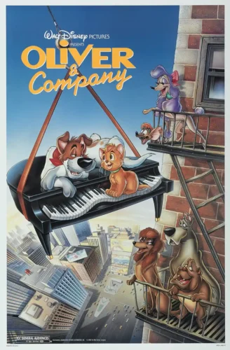 Oliver and Company Classic NYC Piano Scene Movie Poster