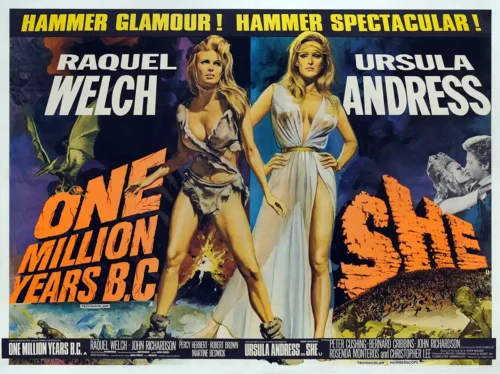 One Million Years B.C. and She Hammer Film Double Feature Poster