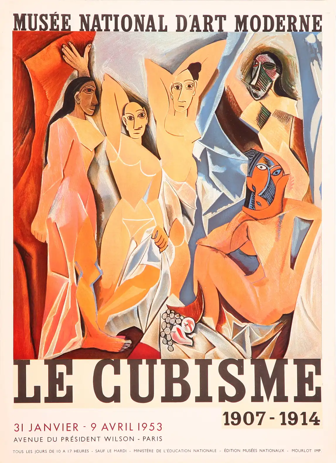 Le Cubisme Exhibition 1953 | Vintage Art Poster | Picasso Cubist Nudes Print