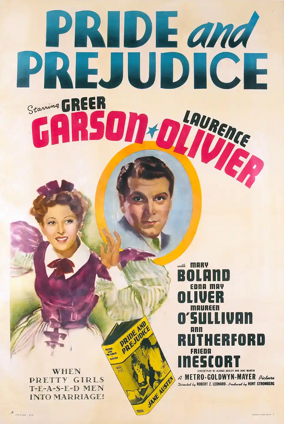 Pride and Prejudice (1940) | Vintage Movie Poster | Greer Garson & Olivier