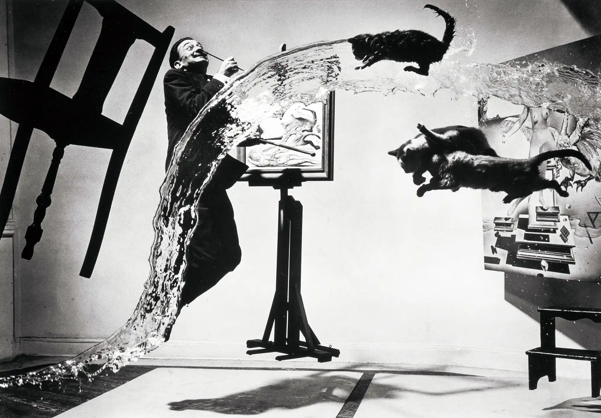 Philippe Halsman print — Dalí Atomicus 1948, surreal photography art black and white celebrity photo print