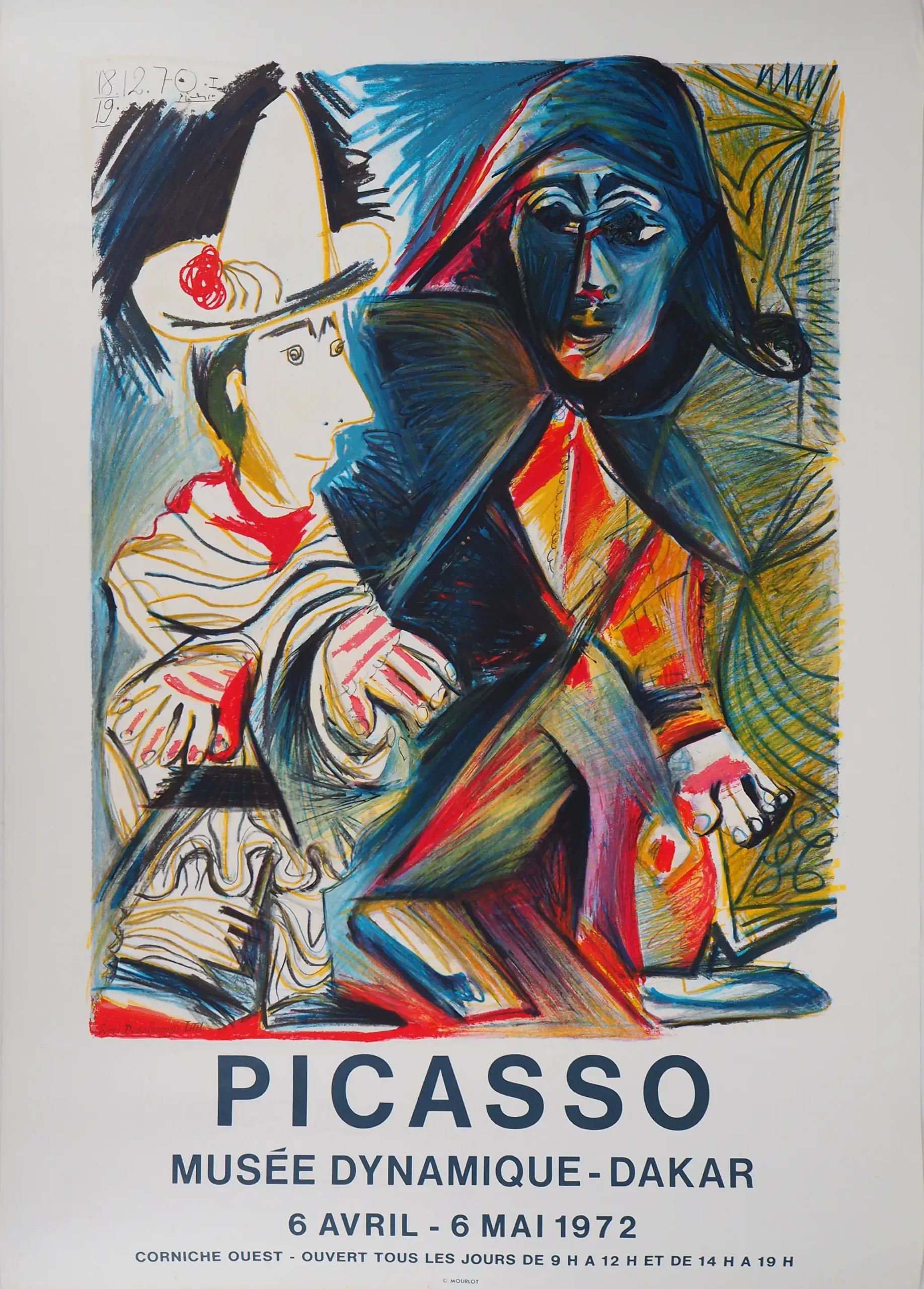 Pablo Picasso Pierrot et Arlequin | Art Poster | Vintage 1972 Exhibition Print