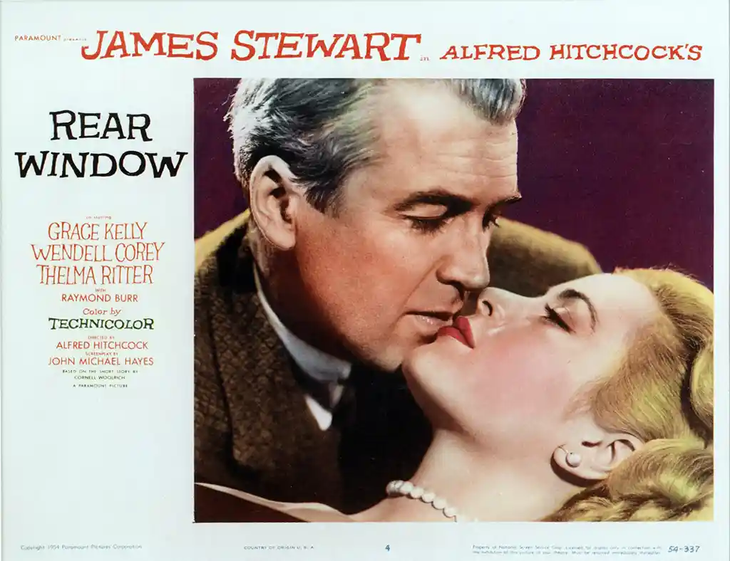 Rear Window | Movie Poster | James Stewart & Grace Kelly Kiss Scene