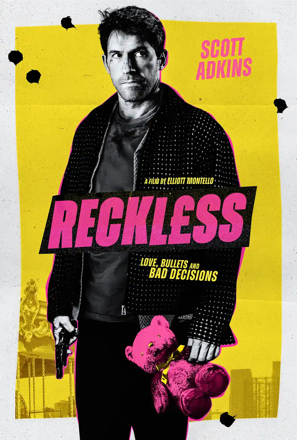 Reckless Scott Adkins | Movie Poster | Neon Pink Teddy Bear Art Print