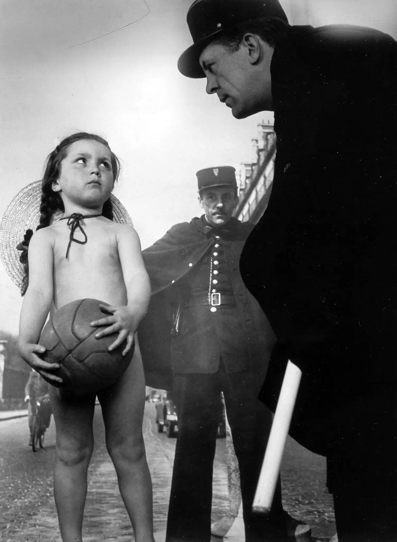 Robert Doisneau print — Paris street photo, girl with ball Printemps 1947 French photography print