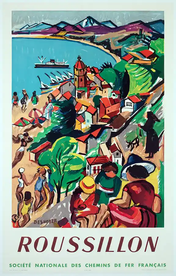 Roussillon 1952 Travel Poster | Vintage French Coastal Wall Art | Desnoyer Print