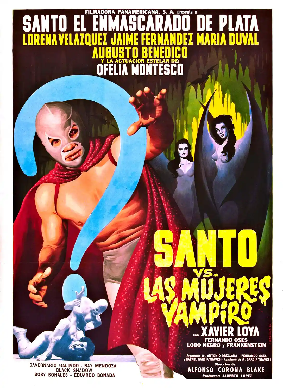 Santo vs. Las Mujeres Vampiro | Vintage Movie Poster | Lucha Horror Art