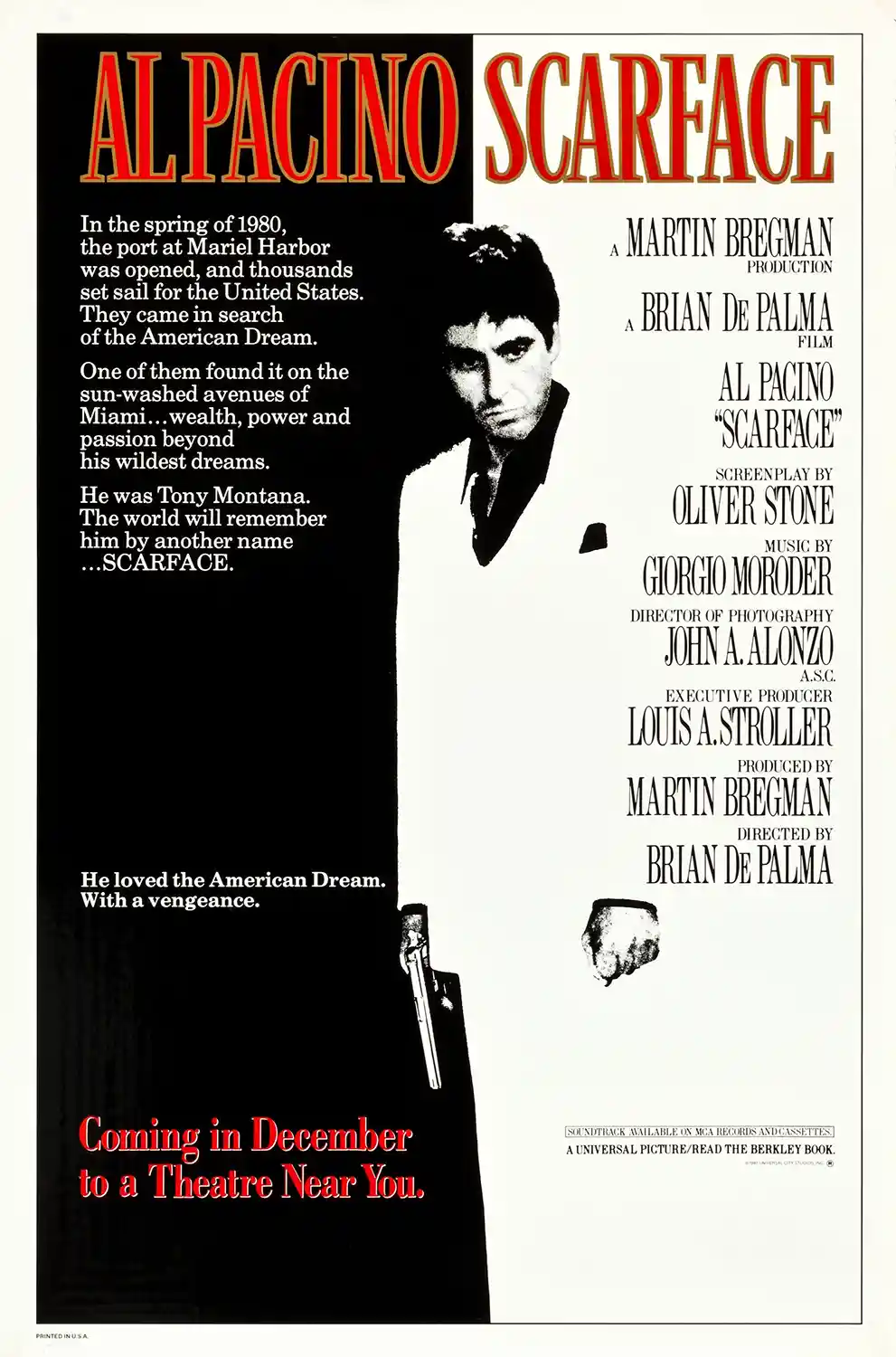 Scarface | Movie Poster | Classic Black and White Tony Montana Print