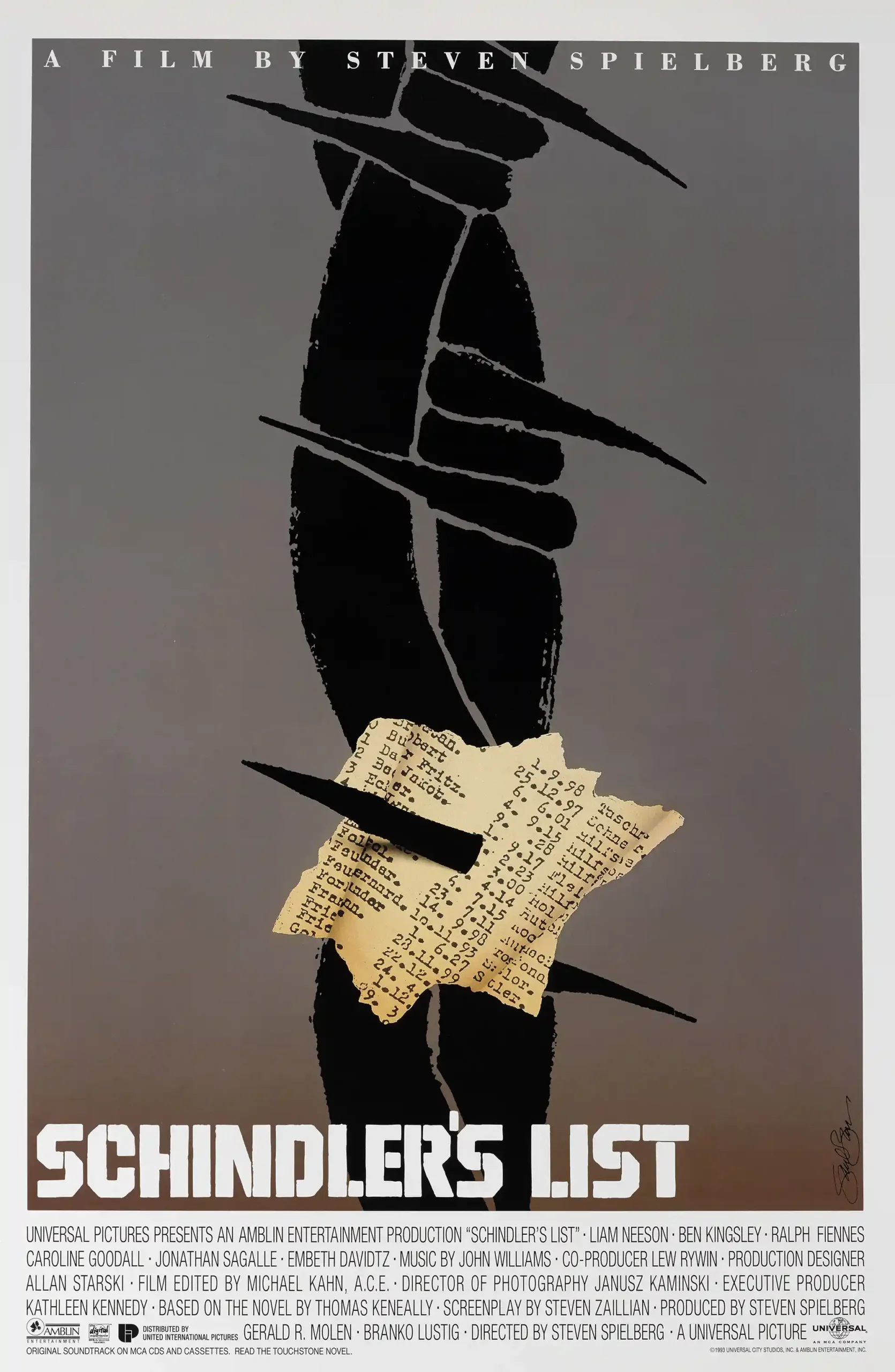 Schindler's List | Official Movie Poster | Iconic List Wall Art