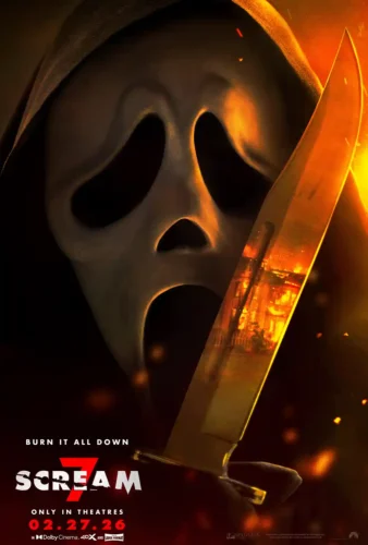 Scream 7 Ghostface Fire Reflection Horror Movie Poster
