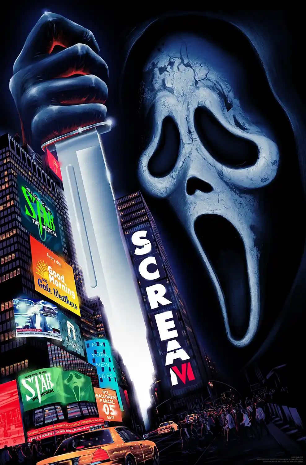 Scream VI | Horror Movie Poster | Ghostface Knife Times Square Art