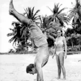 Sean Connery James Bond Beach Handstand Photography Print