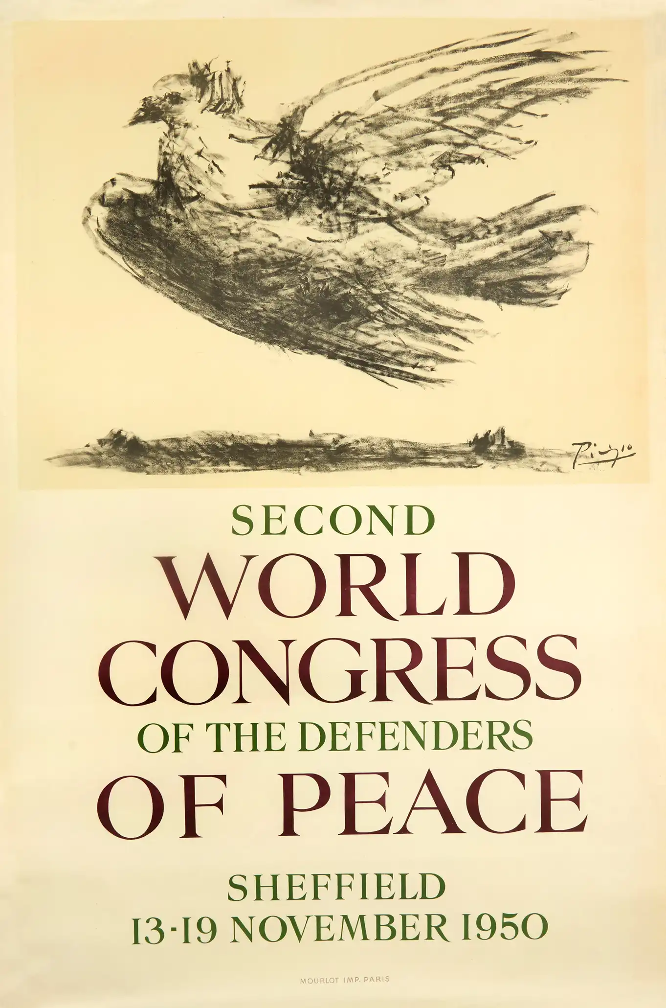 Pablo Picasso | Peace Congress Art Poster 1950 | Vintage Dove Sketch Print