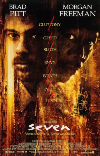 Se7en Brad Pitt and Morgan Freeman Movie Poster