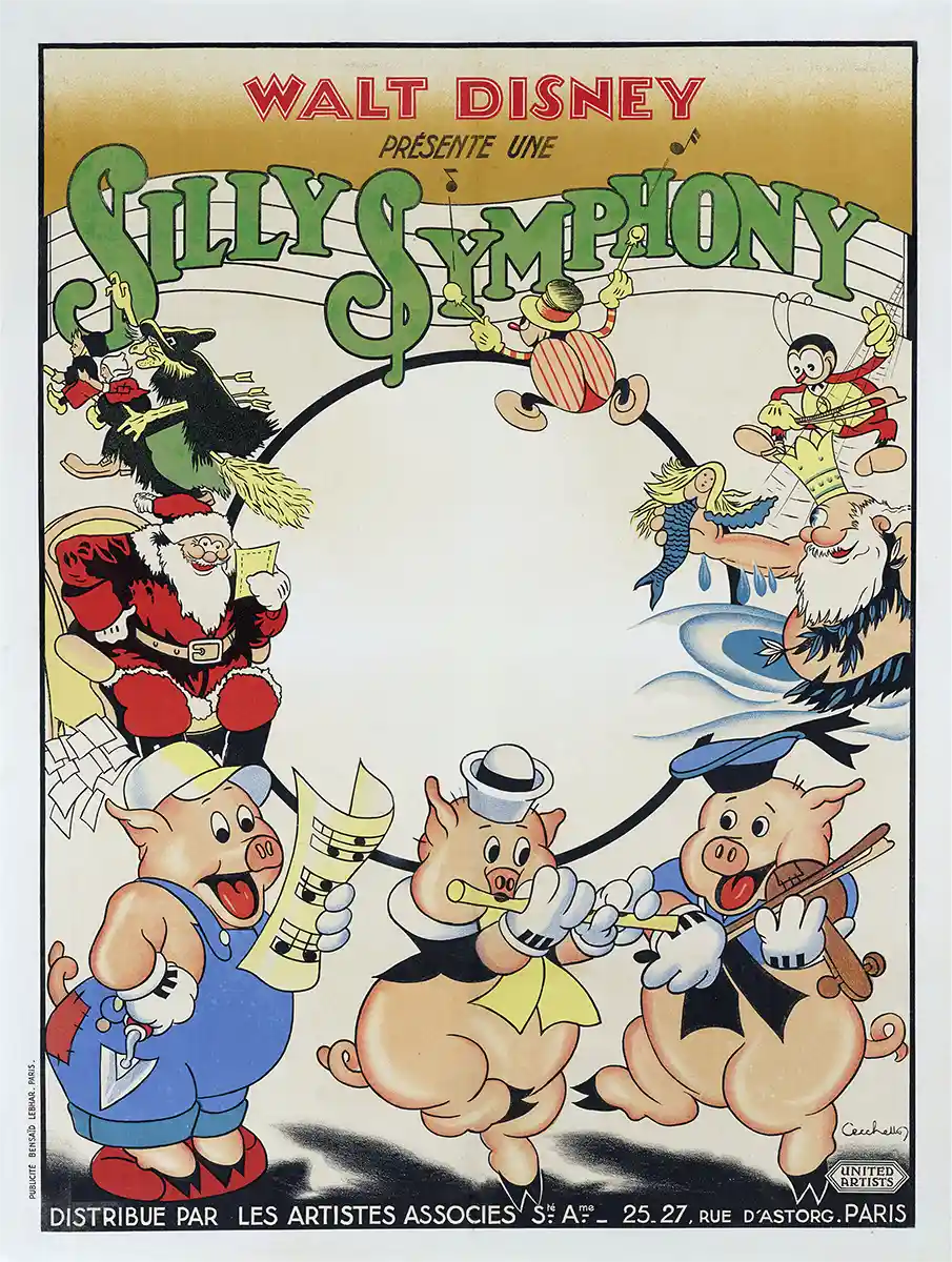 Silly Symphony | Vintage Disney Movie Poster | Classic Three Little Pigs Art