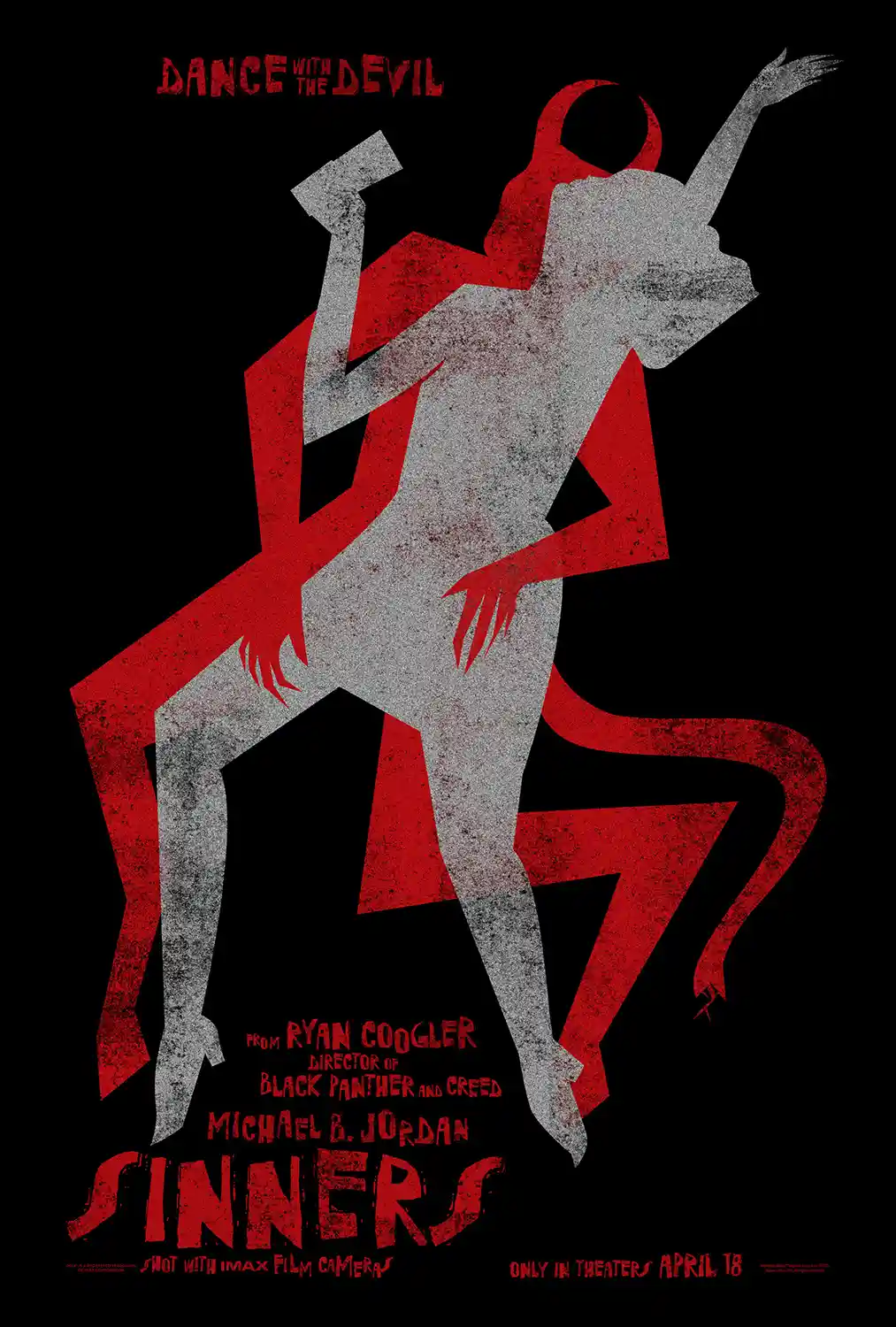 Sinners Movie | Dance with the Devil Poster | Red & Gray Minimalist Art