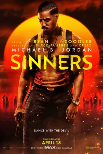 Sinners 2025 Movie Michael B. Jordan Fiery Action Movie Poster