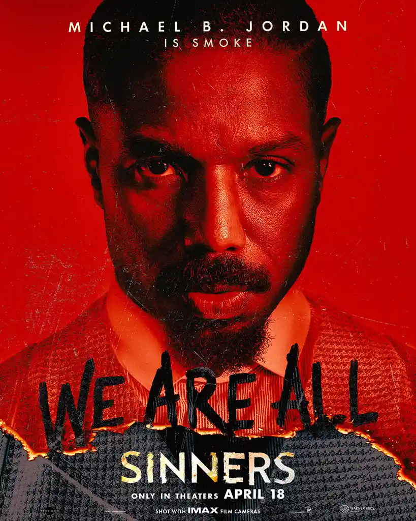 Sinners (2025) Michael B. Jordan Movie Poster | Intense Red Key Art