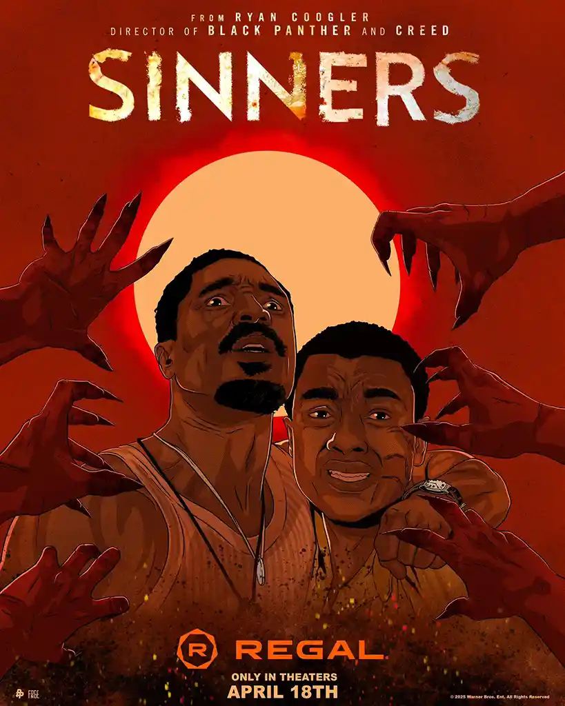 Sinners | Movie Poster | Fiery Red Demon Hands Thriller Wall Art