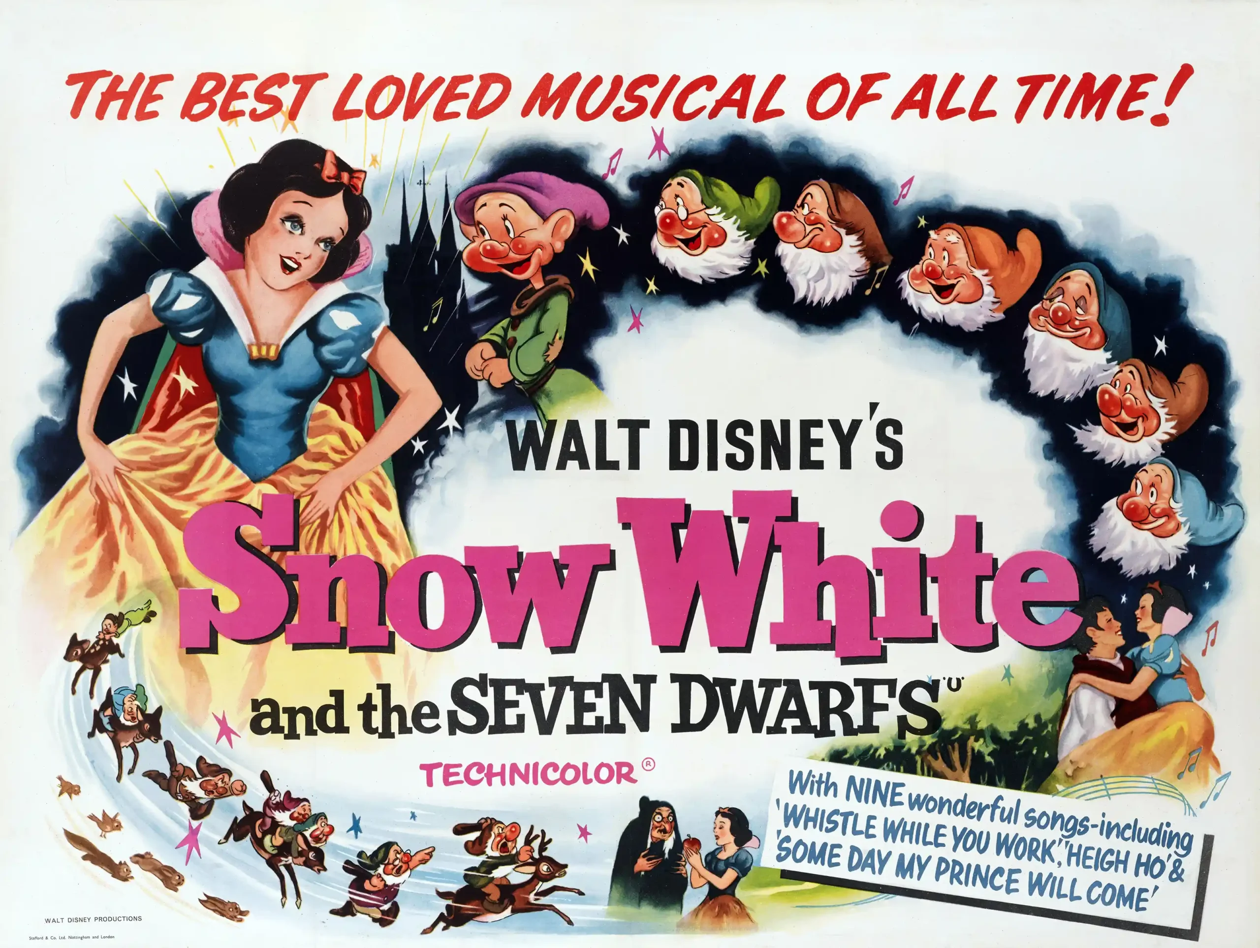 Snow White and the Seven Dwarfs | Classic Movie Poster | 1951 Vintage Art
