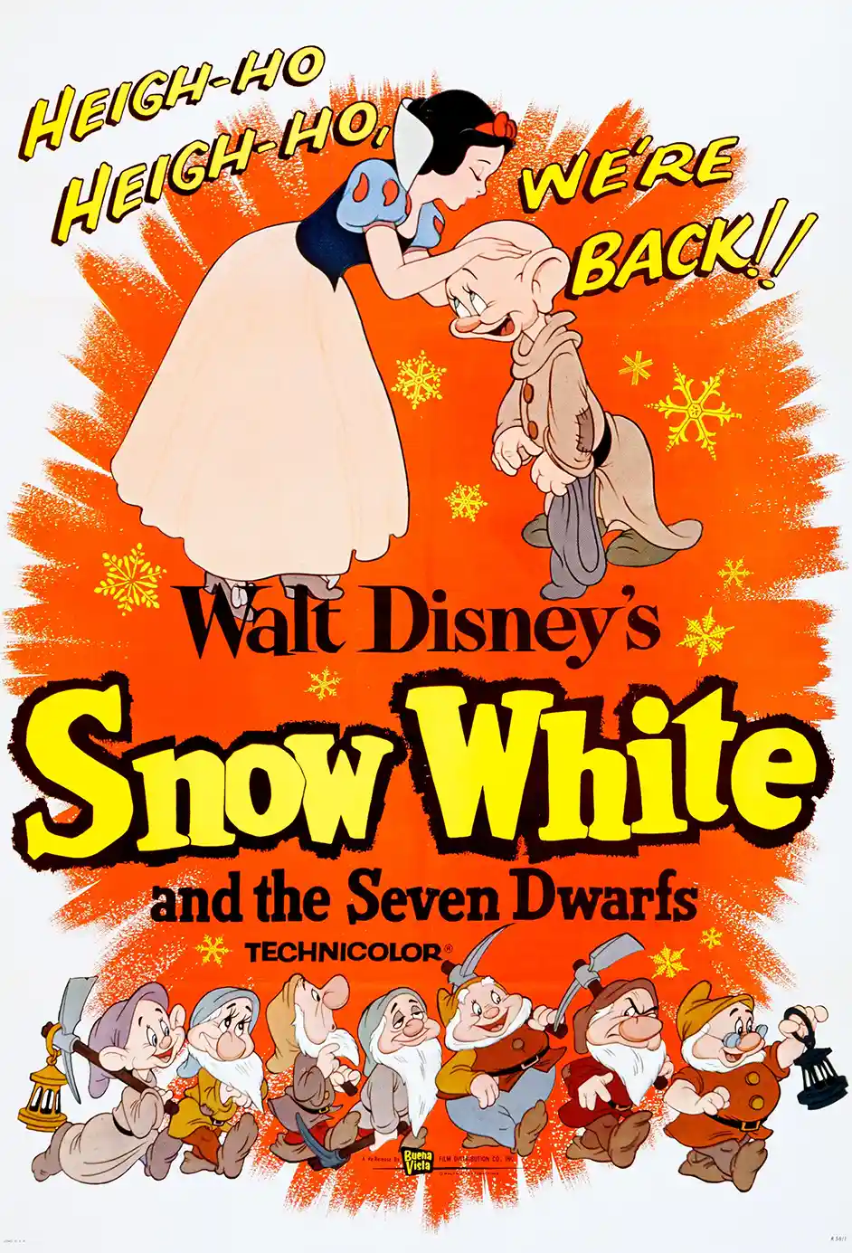 Snow White and the Seven Dwarfs | Movie Poster | Dopey & Dwarfs Retro Art