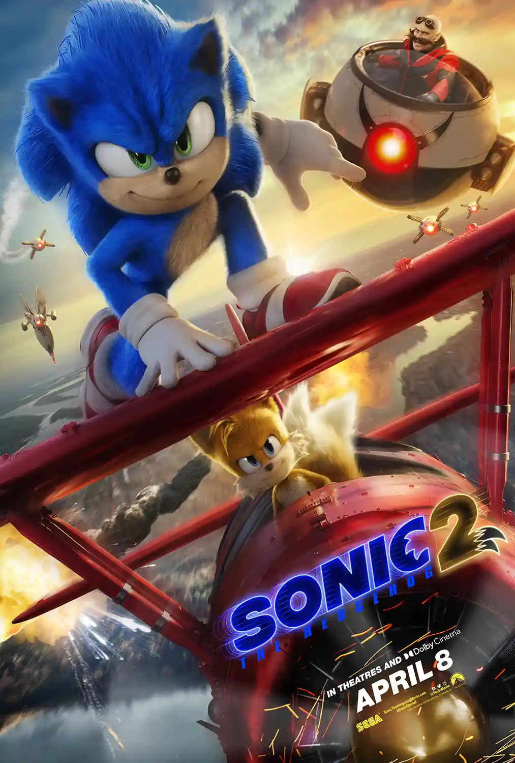 Sonic the Hedgehog 2 | Movie Poster | Action Film Wall Art Print