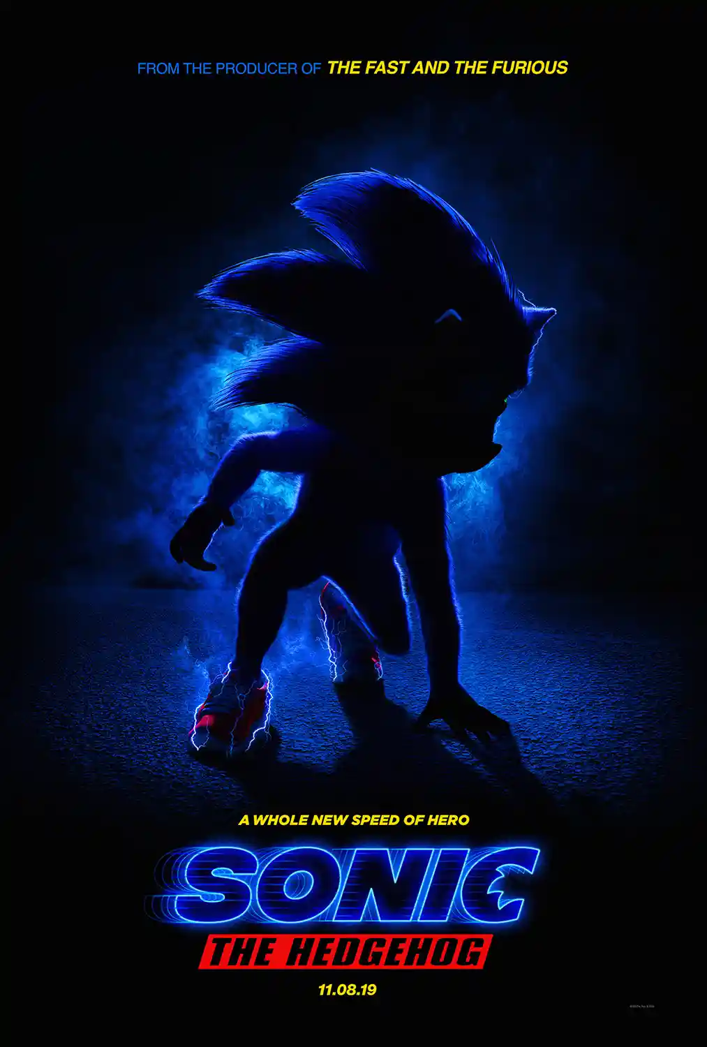Sonic the Hedgehog | Movie Poster | Blue Speed Silhouette Wall Art