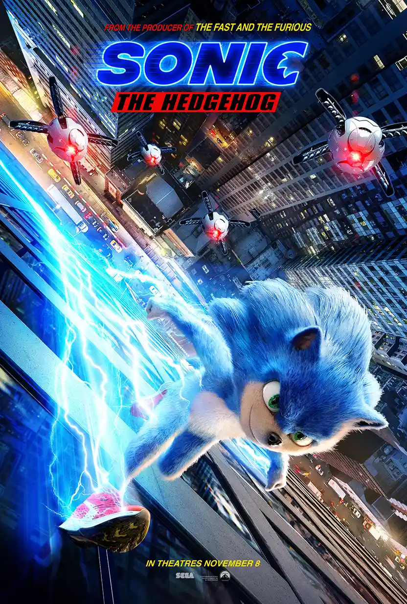 Sonic the Hedgehog | Movie Poster | Lightning Speed Skyscraper Wall Art