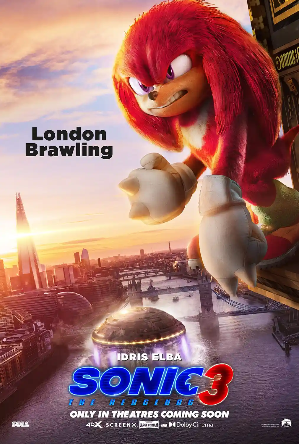 Sonic the Hedgehog 3 | Movie Poster | Knuckles London Brawling Art