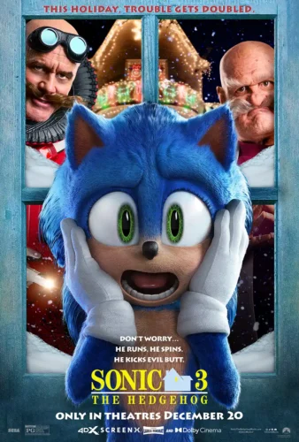 Sonic the Hedgehog 3 Movie Holiday Window Scene Movie Poster