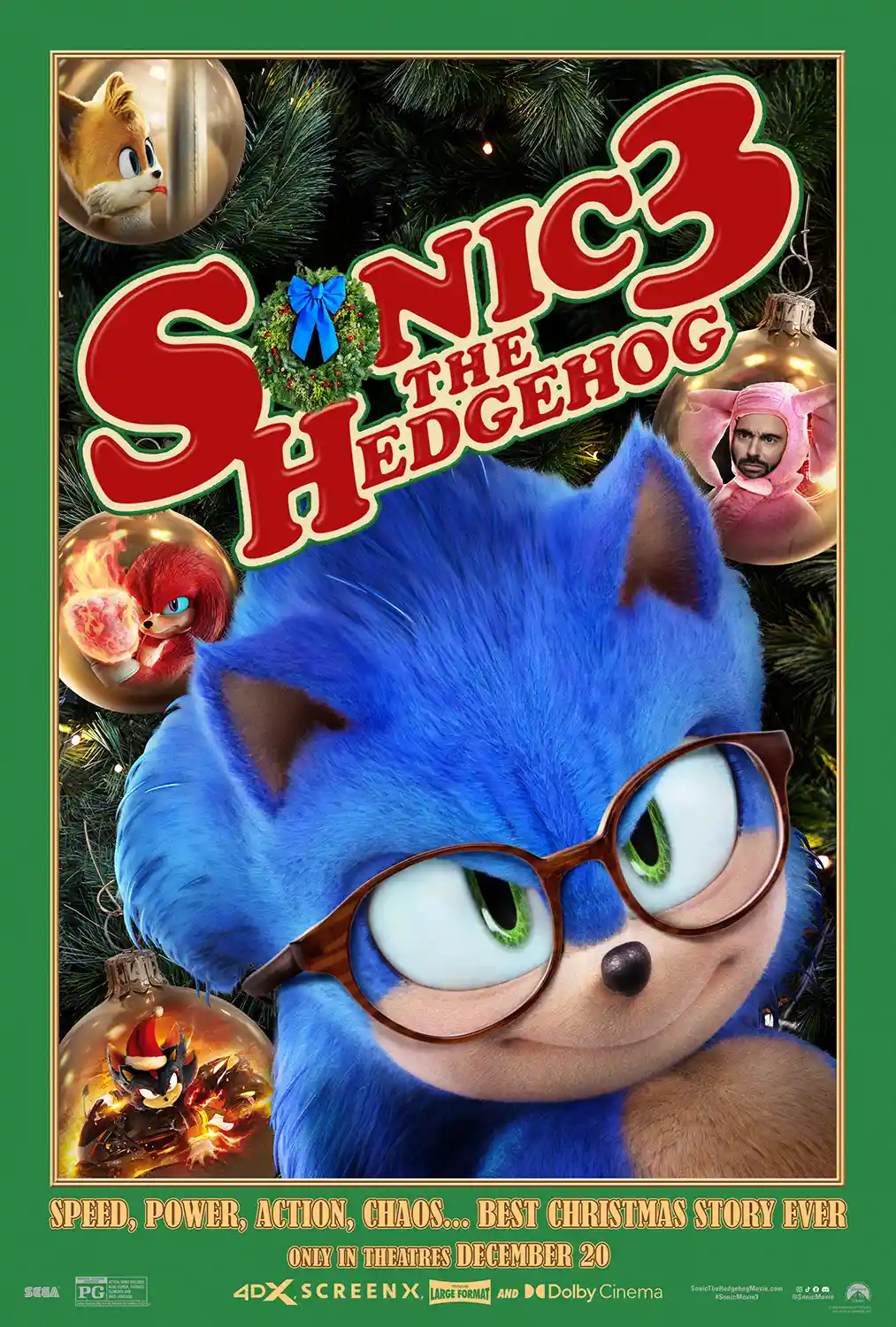 Sonic the Hedgehog 3 | Movie Poster | Christmas Wall Art Print