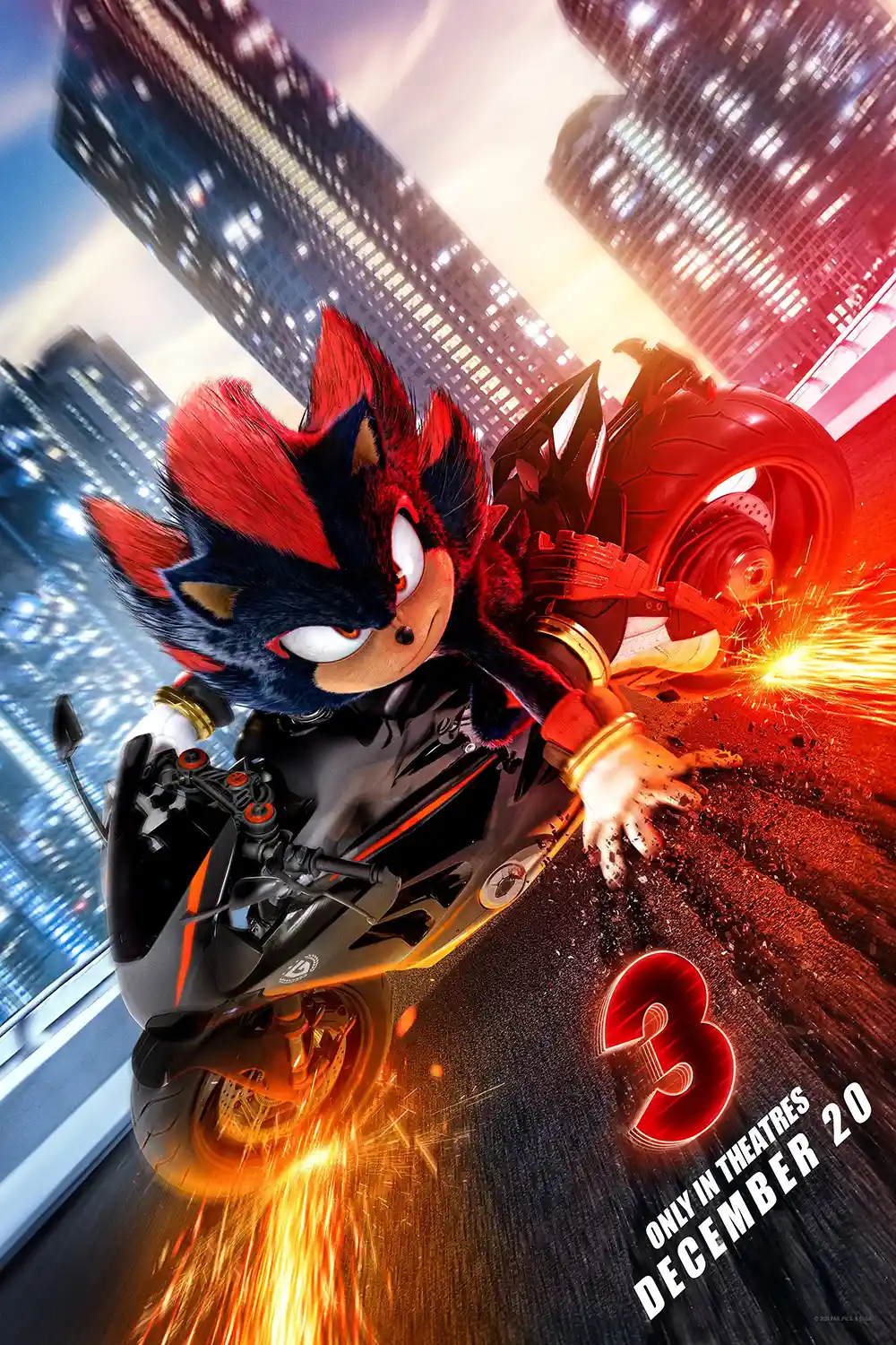 Shadow the Hedgehog | Movie Poster | Cinematic Motorcycle Chase Art