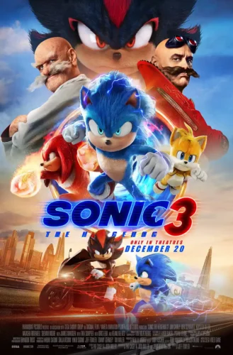 Sonic the Hedgehog 3 Movie Shadow and Sonic Cast Movie Poster