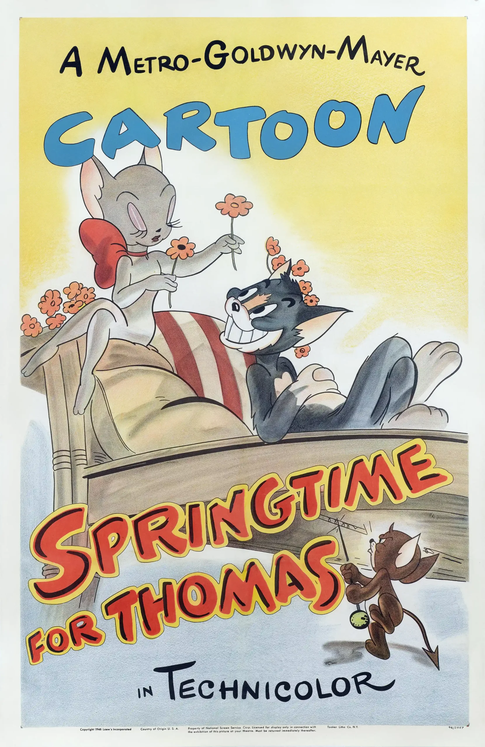 Springtime For Thomas 1946 | Vintage Movie Poster | Tom & Jerry Cartoon Art