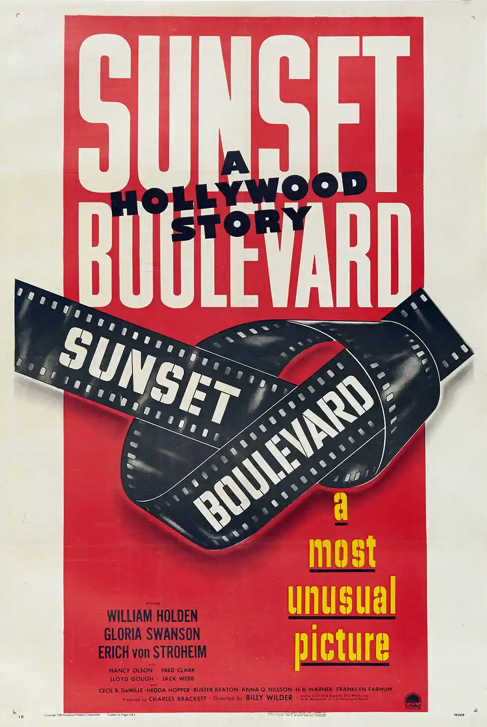 Sunset Boulevard | Movie Poster | Vintage Film Reel Graphic Print