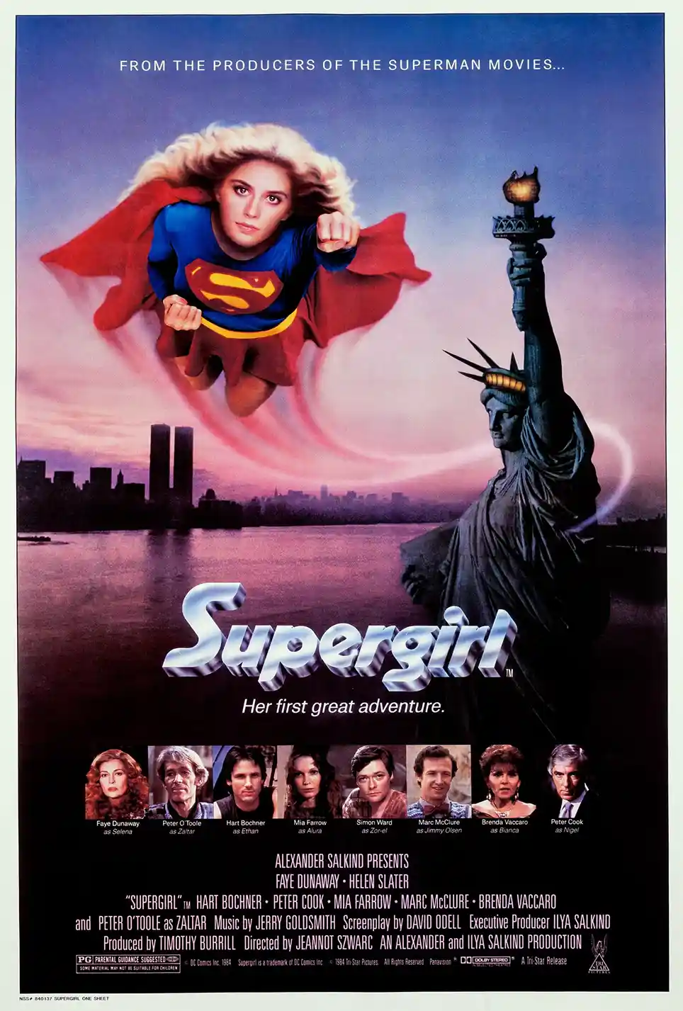 Supergirl (1984) | Movie Poster | Helen Slater Flying Wall Art Print