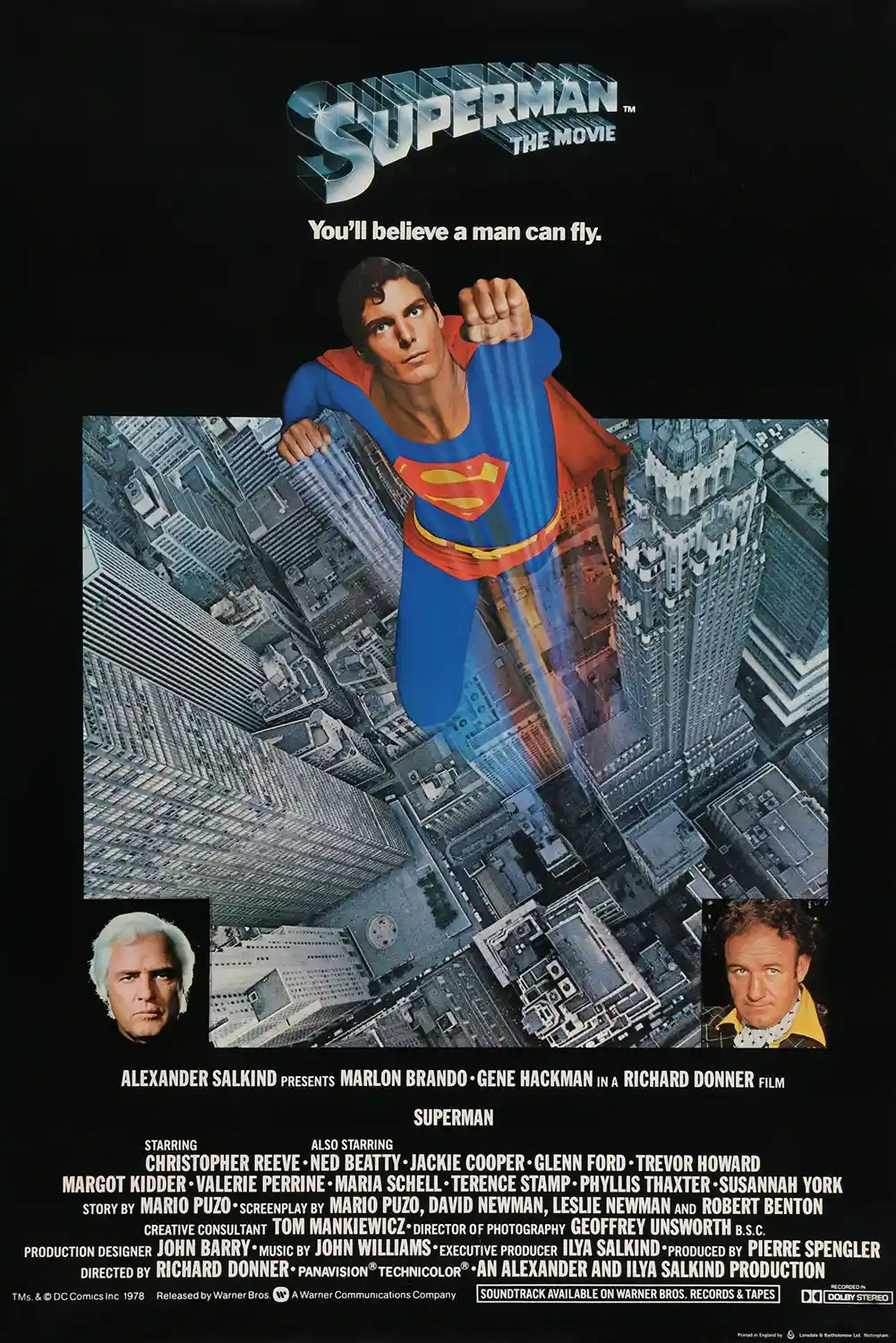 Superman: The Movie (1978) | Classic Film Poster | Christopher Reeve Flying