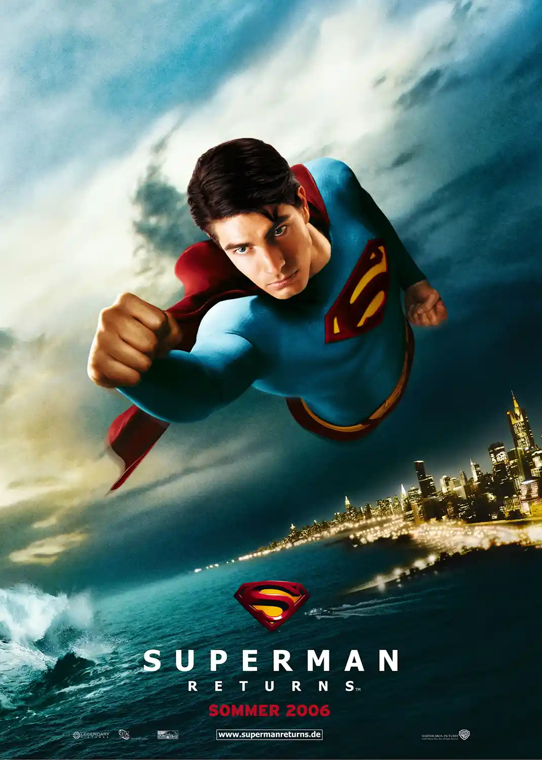 Superman Returns | Movie Poster | Superman Flying Over Metropolis Cityscape