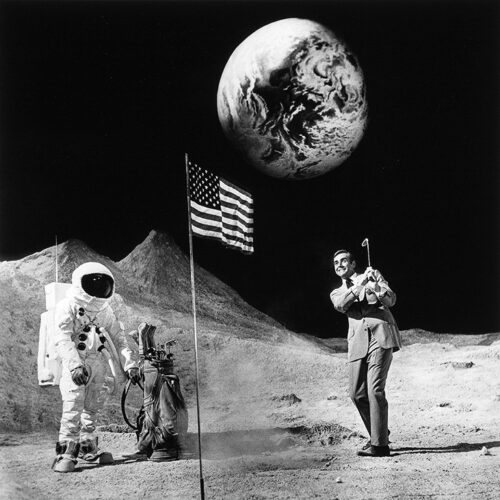 Sean Connery Bond on the Moon 1971 Black and White Movie Poster