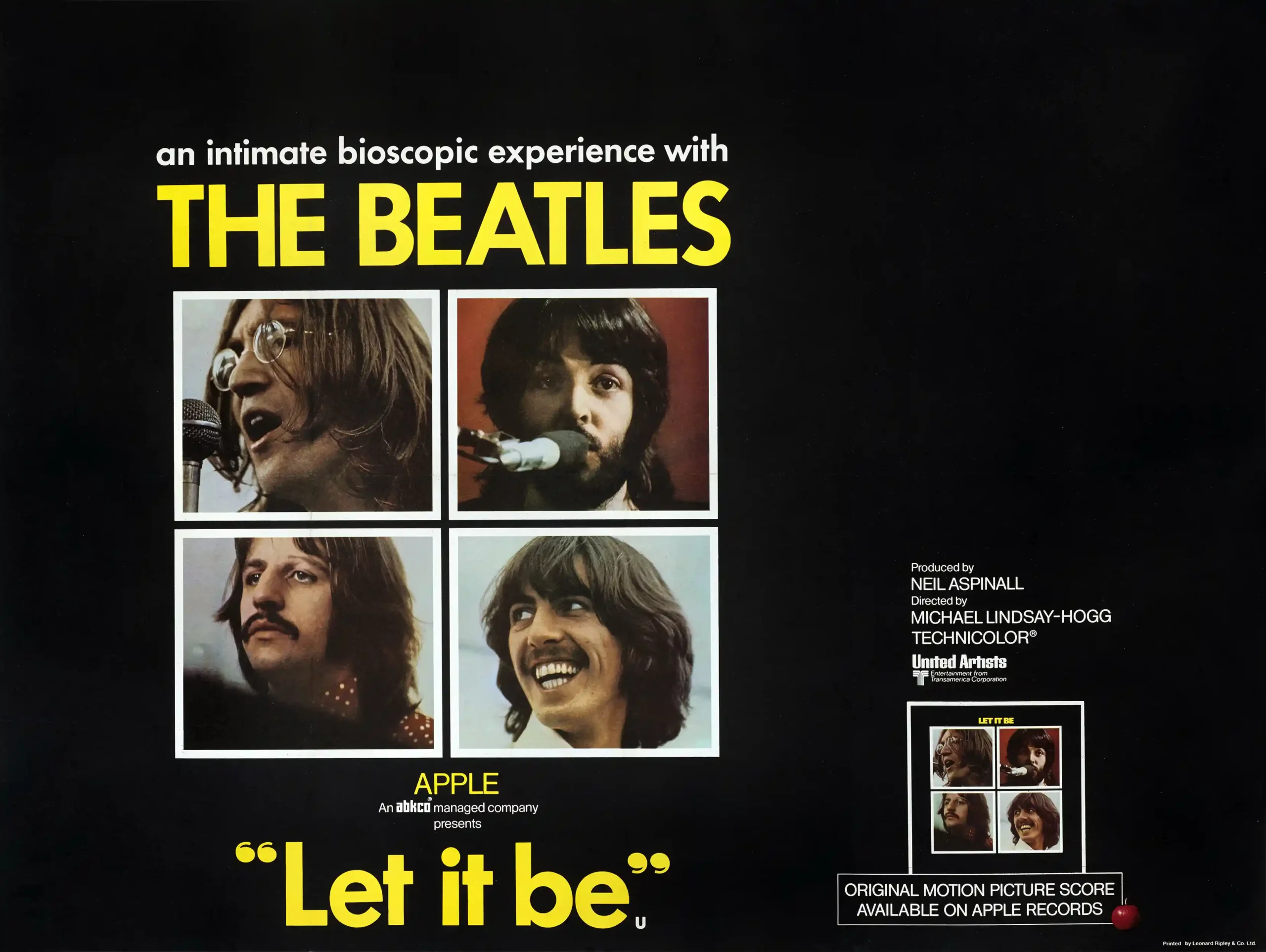 The Beatles | Let It Be Movie Poster | Iconic 4-Square Portrait Print