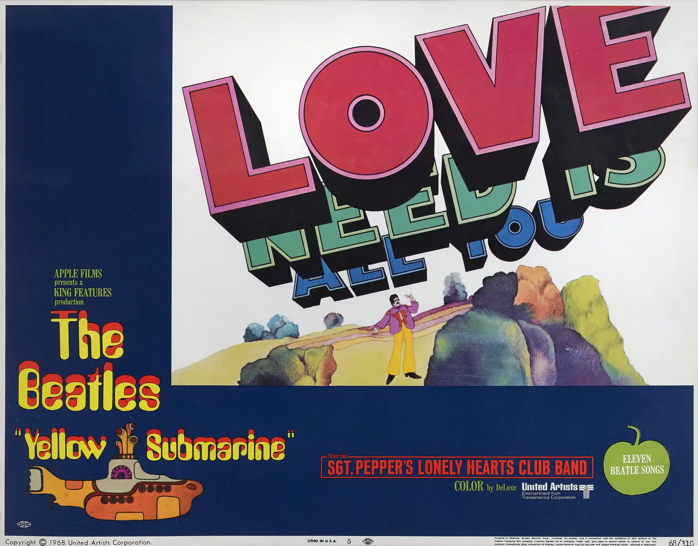 The Beatles Yellow Submarine | Movie Poster | 1968 Psychedelic Love Art Print