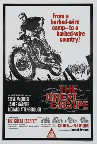 The Great Escape 1963 Steve McQueen Motorcycle Vintage Movie Poster