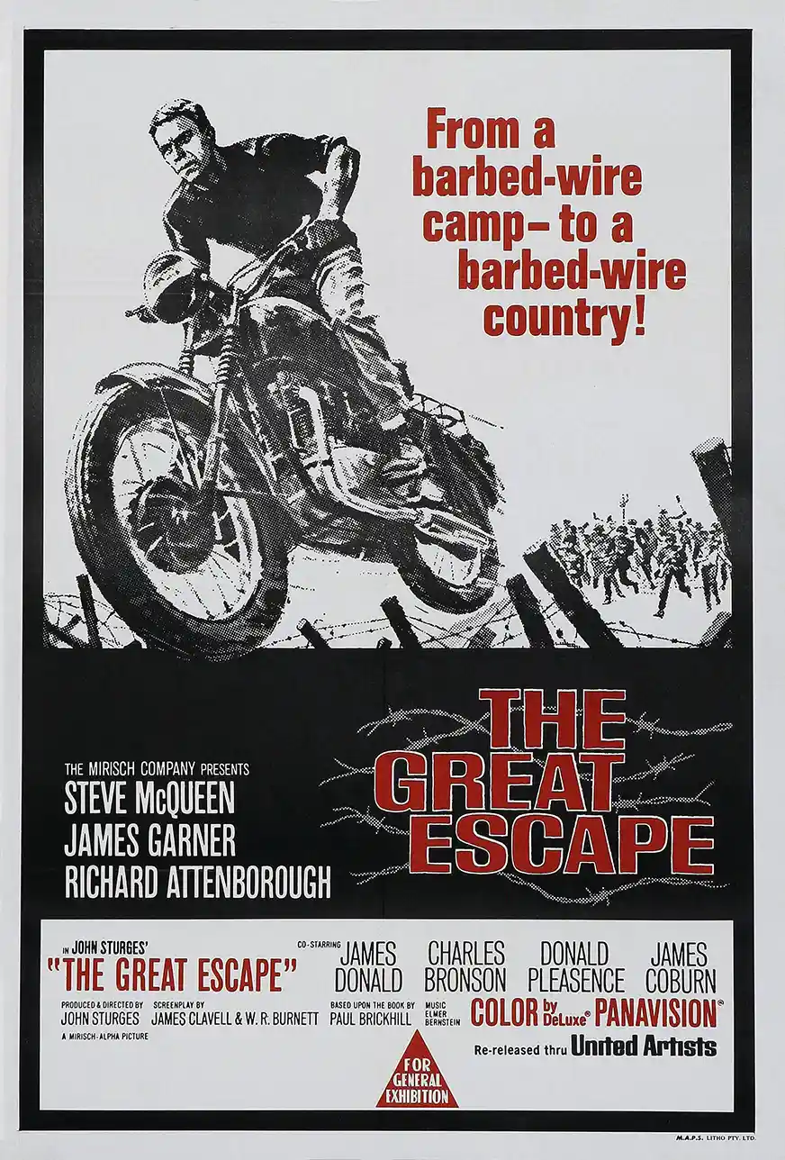 The Great Escape | Movie Poster | Steve McQueen Motorcycle Scene